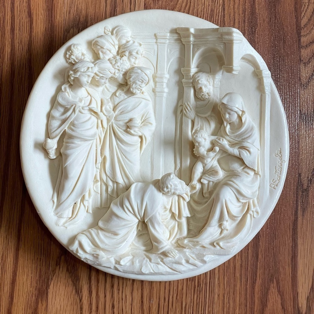 A.SANTANGELA  RENAISSANCE STYLE PLATE ALABASTER WALL DECORE - Picture 7 of 8